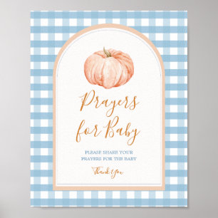 Pumpkin Boho Blue Gingham Gebeden voor Baby Teken Poster