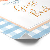 Pumpkin Boho Blue Gingham Guest Book Baby shower Poster (Hoek)