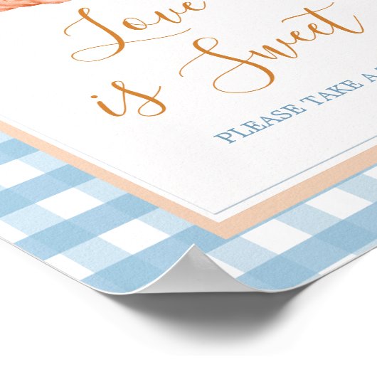 Pumpkin Boho Blue Gingham Love is een zoet teken Poster (Hoek)