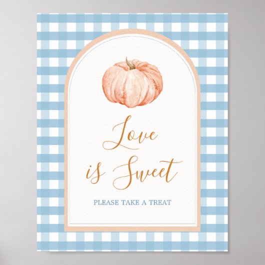 Pumpkin Boho Blue Gingham Love is een zoet teken Poster (Voorkant)