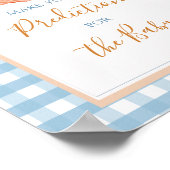Pumpkin Boho Blue Gingham Voorspelling voor Baby Poster (Hoek)