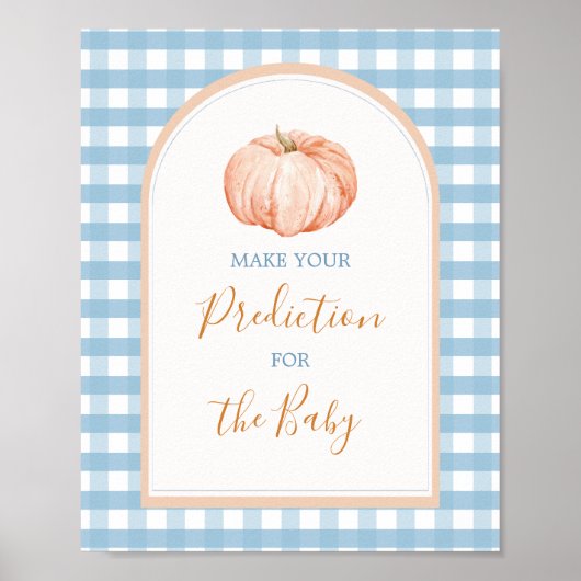 Pumpkin Boho Blue Gingham Voorspelling voor Baby Poster (Voorkant)