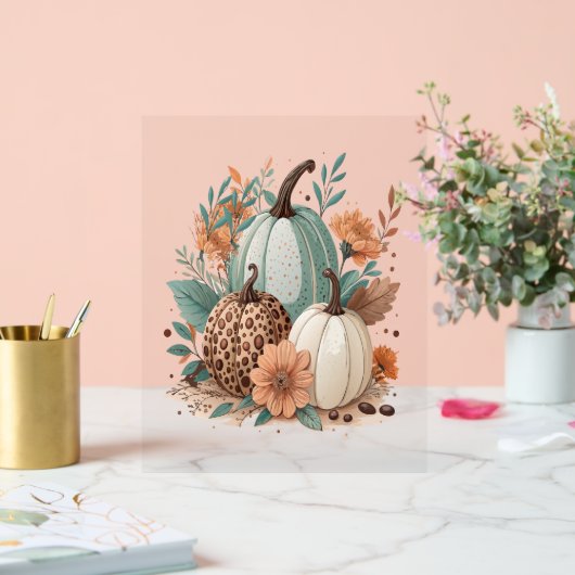 Pumpkin Boho Floral Acryl Bord (Huwelijk)