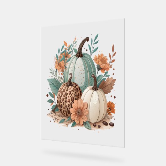 Pumpkin Boho Floral Acryl Bord (Hoek)