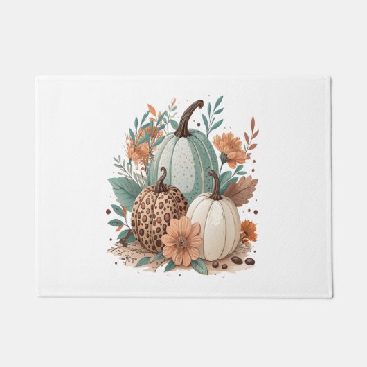 Pumpkin Boho Floral Deurmat (Voorkant)