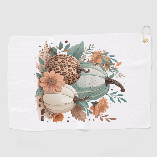 Pumpkin Boho Floral Golfhanddoek (Horizontaal)