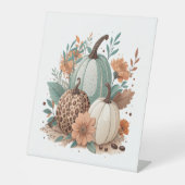 Pumpkin Boho Floral Reclamebord Met Voetstuk (Voorkant)