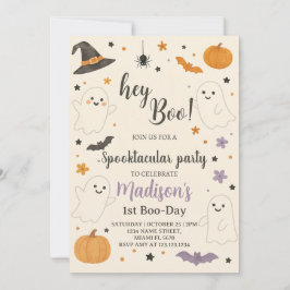 Pumpkin Boo 1st Birthday Invitation | Hey Boo Hall Kaart
