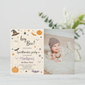 Pumpkin Boo 1st Birthday Invitation | Hey Boo Hall Kaart (Staand voorkant)