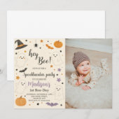 Pumpkin Boo 1st Birthday Invitation | Hey Boo Hall Kaart (Voorkant / Achterkant)