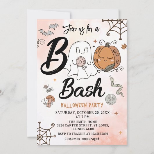 Pumpkin Boo Halloween Bash Party uitnodiging (Voorkant)