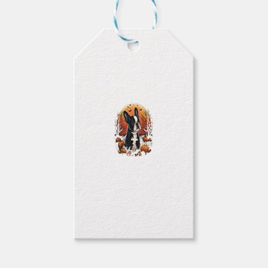 Pumpkin Boston Terrier kostuum op Boston Terrier H Cadeaulabel (Voorkant)