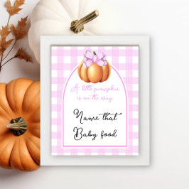 Pumpkin bow arch baby shower Name that baby food Poster