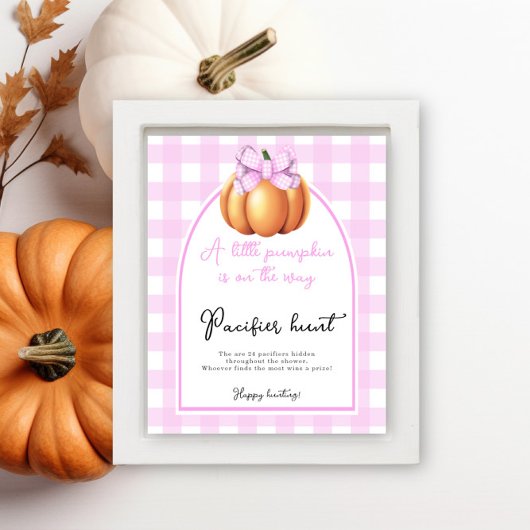 Pumpkin bow arch baby shower Pacifier hunt game Poster