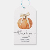 Pumpkin Bow Baby shower Dank u Label Cadeaulabel (Voorkant)