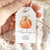Pumpkin Bow Baby shower Dank u Label Cadeaulabel