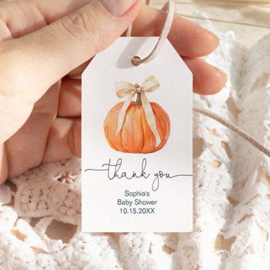 Pumpkin Bow Baby shower Dank u Label Cadeaulabel