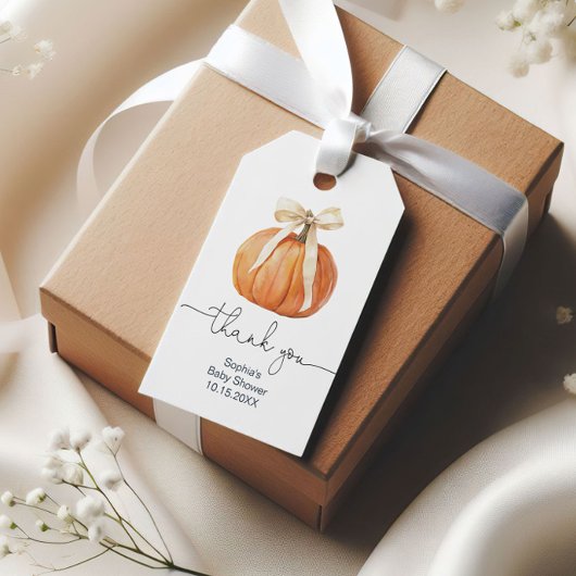 Pumpkin Bow Baby shower Dank u Label Cadeaulabel