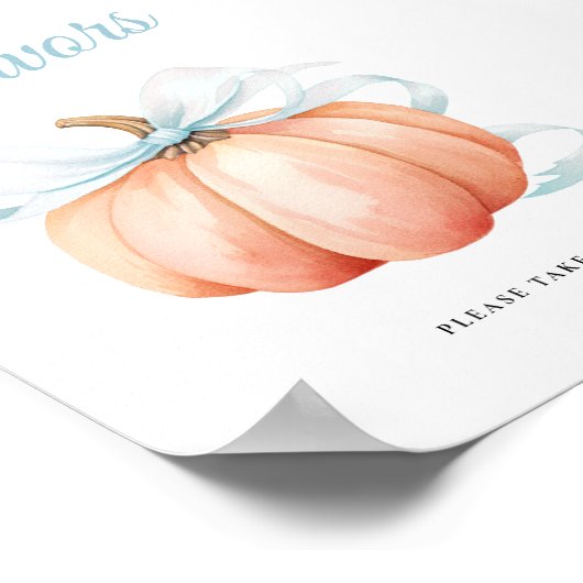 Pumpkin Bow Baby Shower Favors Table Sign Poster (Hoek)