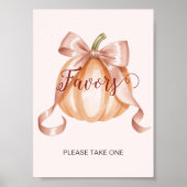 Pumpkin Bow Baby shower Favors Tafelteken Poster (Voorkant)
