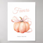 Pumpkin Bow Baby shower Favors Tafelteken Poster (Voorkant)
