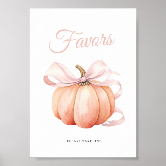 Pumpkin Bow Baby shower Favors Tafelteken Poster (Voorkant)