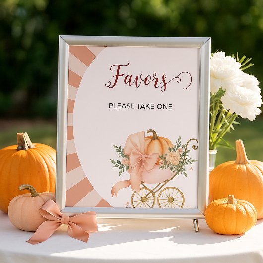 Pumpkin Bow Baby shower Favors Tafelteken Poster
