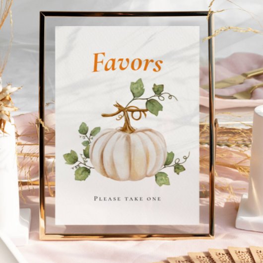 Pumpkin Bow Baby shower Favors Tafelteken Poster