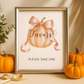 Pumpkin Bow Baby shower Favors Tafelteken Poster