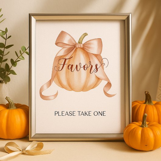 Pumpkin Bow Baby shower Favors Tafelteken Poster