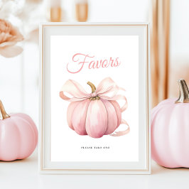 Pumpkin Bow Baby shower Favors Tafelteken Poster