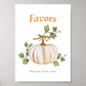 Pumpkin Bow Baby shower Favors Tafelteken Poster (Voorkant)
