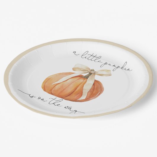 Pumpkin Bow-Baby shower Papieren Bordje (Gekanteld)