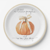 Pumpkin Bow-Baby shower Papieren Bordje (Voorkant)