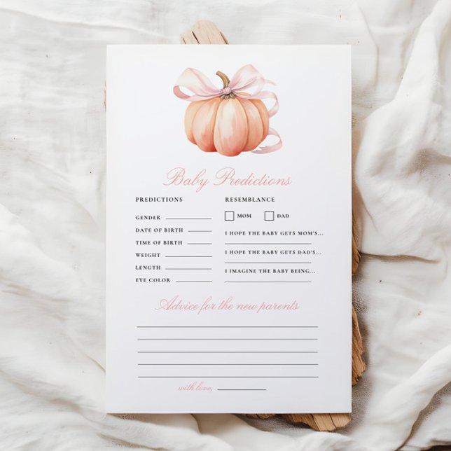 Pumpkin Bow Baby shower Voorspelling Advies Spel (Creator heeft geüpload)