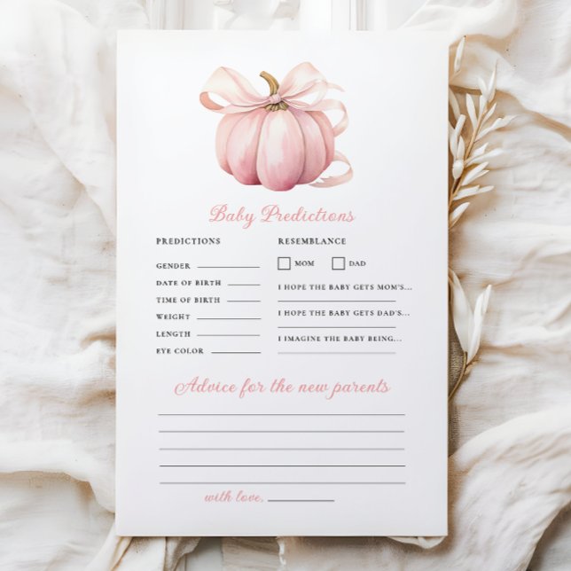 Pumpkin Bow Baby shower Voorspelling Advies Spel (Creator heeft geüpload)