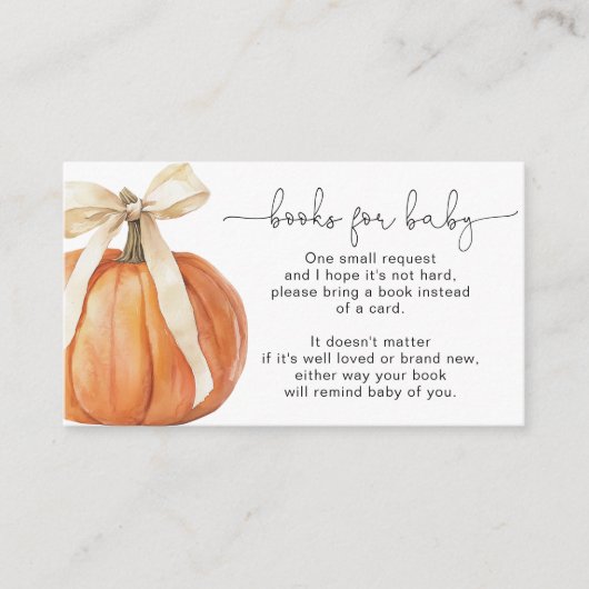 Pumpkin Bow Boeken voor Baby Kaart (Voorkant)