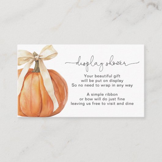 Pumpkin Bow Display Baby shower Enclosure Kaart (Voorkant)