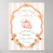 Pumpkin Bow Fall Floral Baby Shower Welcome Poster (Voorkant)