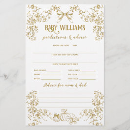 Pumpkin Bow Floral Baby shower Voorspelling Spel