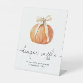 Pumpkin Bow Luier Raffle Sign | Herfst Baby shower Reclamebord Met Voetstuk (Voorkant)