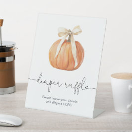 Pumpkin Bow Luier Raffle Sign | Herfst Baby shower Reclamebord Met Voetstuk