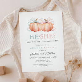 Pumpkin Bow Roze Blauw Geslacht Onthulling Uitnodi Kaart
