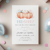 Pumpkin Bow Roze Blauw Geslacht Onthulling Uitnodi Kaart