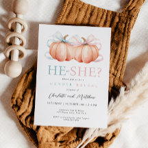 Pumpkin Bow Roze Blauw Geslacht Onthulling Uitnodi