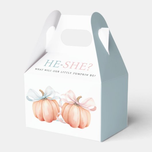 Pumpkin Bow Roze Blauw Geslacht Reveal Bedankdoosjes (Achterkant)