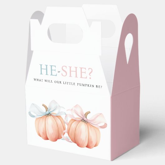 Pumpkin Bow Roze Blauw Geslacht Reveal Bedankdoosjes (Geopend)