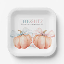 Pumpkin Bow Roze Blauw Geslacht Reveal Papieren Bordje