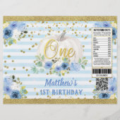 Pumpkin Boy 1st Birthday Blue Chip Bag Wrapper Flyer (Voorkant)