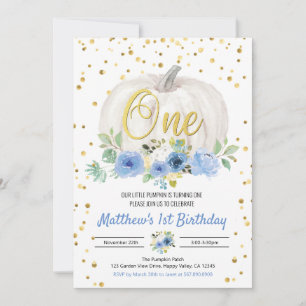 Pumpkin Boy 1st Birthday Party roze uitnodiging